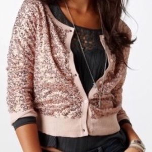 AMERICAN EAGLE BLUSH SEQUIN CARDIGAN